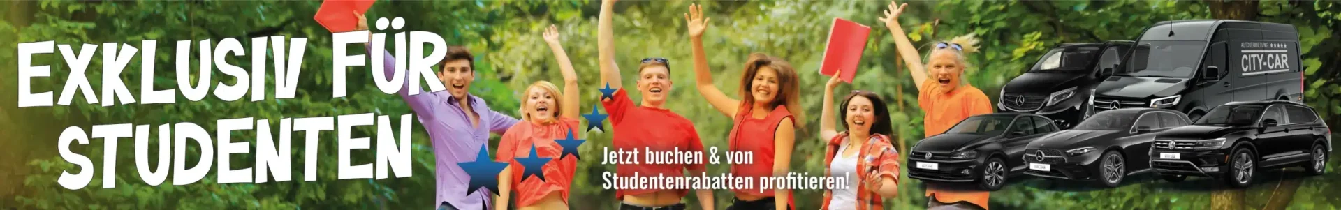 Nutze den Studentenrabatt für die Miete eines Transporters für deinen Umzug in deine Studenten-WG oder für einen Wochenendausflug mit einem unserer Fahrzeuge